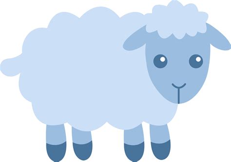 Cute Blue Sheep - Free Clip Art