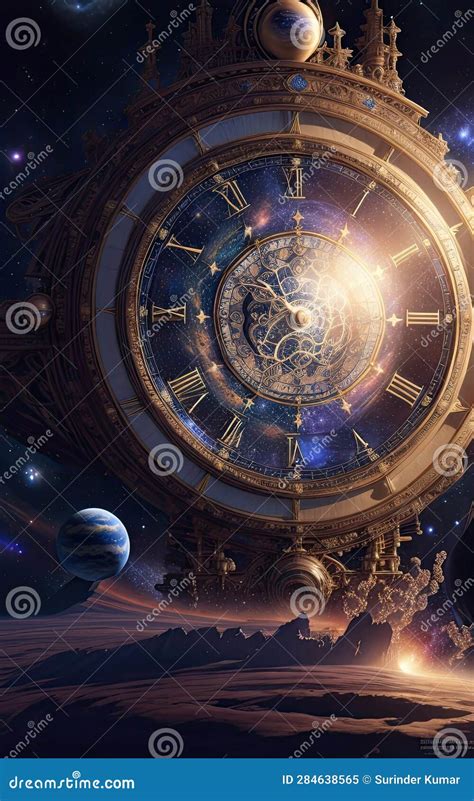 Infinity Time Spiral In Space Antique Surreal Old Clock Abstract