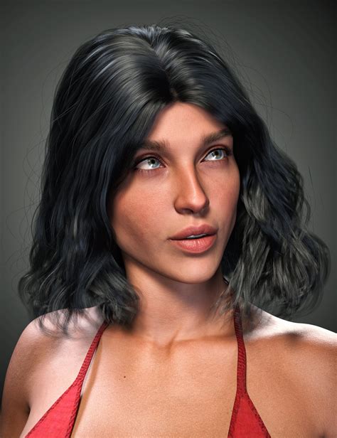 Fe Mid Split Curl Hair For Genesis Daz D