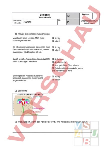 Arbeitsblatt Biologie Biologie Gemischte Themen