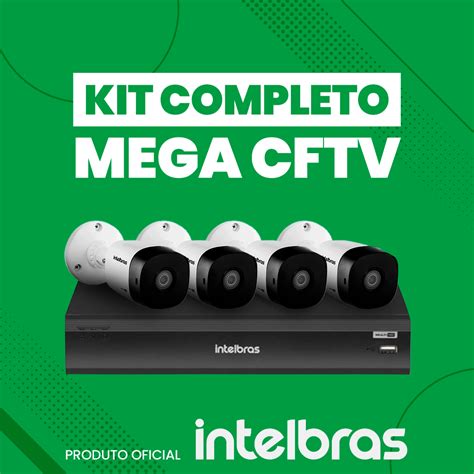 Kit Mega CFTV Intelbras 4 Canais 4 Câmeras Bullet de Metal 1 0MP 720p