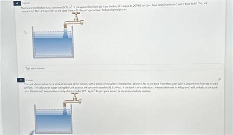 Solved Points The Tank Shown Below Has A Volume Of Chegg