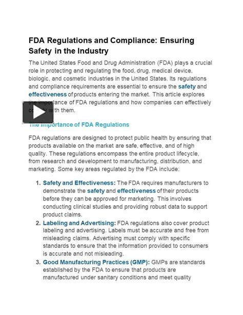 Ppt Fda Regulations And Compliance Ensuring Safety In The Industry