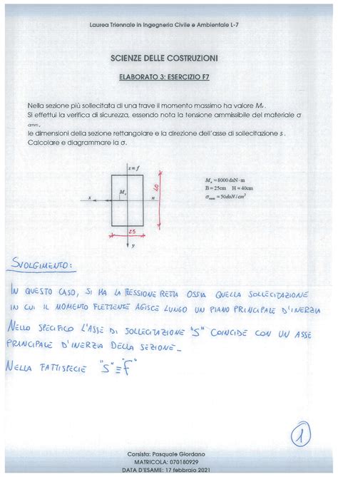 Elaborato 3 Scienza Delle Costruzioni Docsity