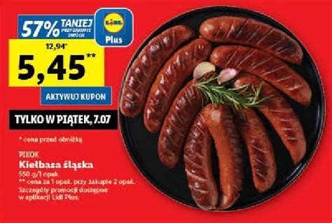 Promocja Kiełbasa śląska premium pikok w Lidl