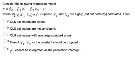 Solved Consider The Following Regression Model Y Bo B X Chegg