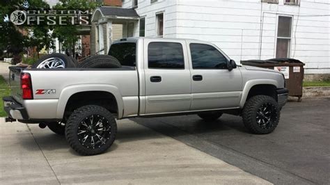 Wheel Offset 2005 Chevrolet Silverado 1500 Slightly Aggressive Suspension Lift 6 Custom Rims ...