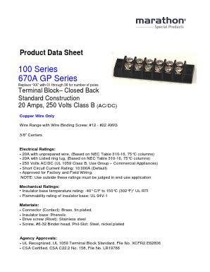 101 670AGP01 Datasheet PDF Marathon Special Products