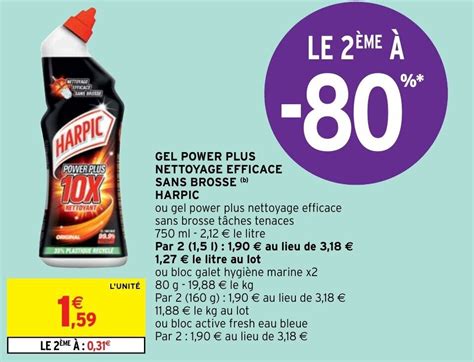 Promo Gel power plus nettoyage efficace sans brosse HARPIC chez Intermarché