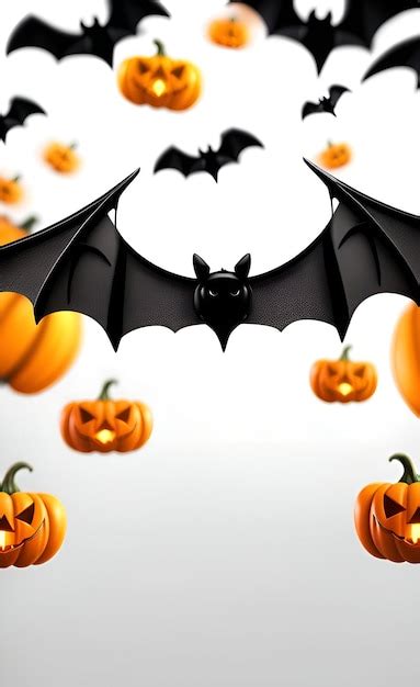 Premium AI Image | Halloween background with bats and pumpkins