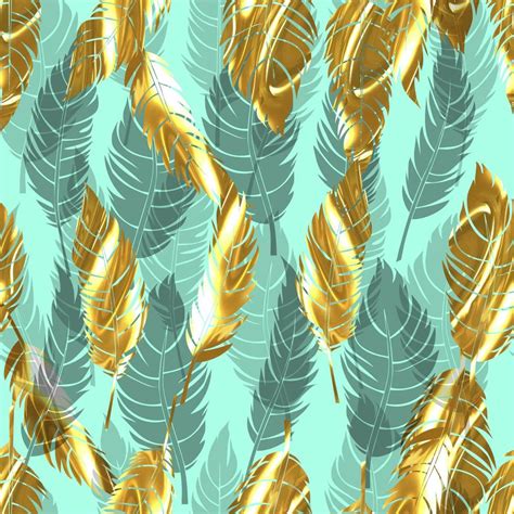 bird feathers vector seamless pattern with gold 8042670 Vector Art at ...