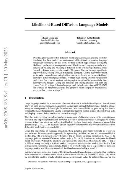 Likelihood Based Diffusion Language Models DeepAI