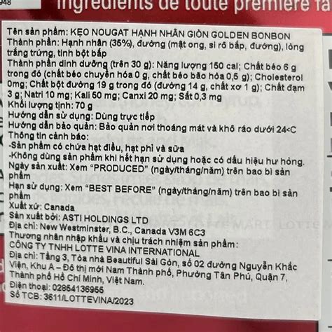 Kẹo Nougat Golden Hạnh Nhân Giòn Gói 70G