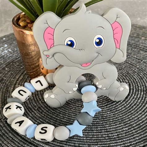 Hochet Personnalis L Phant En Silicone Sublimez Moi