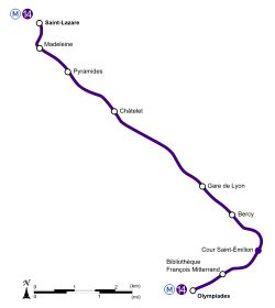 Ligne 14 du métro de Paris Tracé et stations