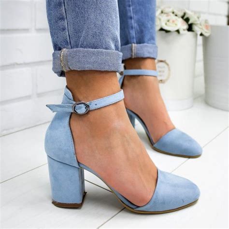 Women Closed Toe Heels Chunky Heel Ankle Strap Sandals Plus Sizes In