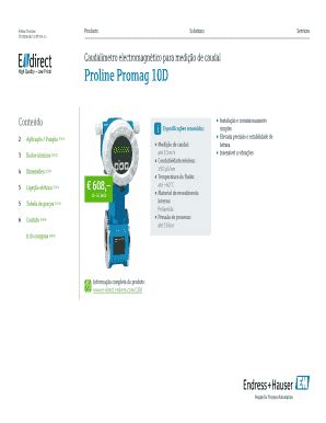 Preenchível Disponível Proline Promag 10D Sistema electromagntico de