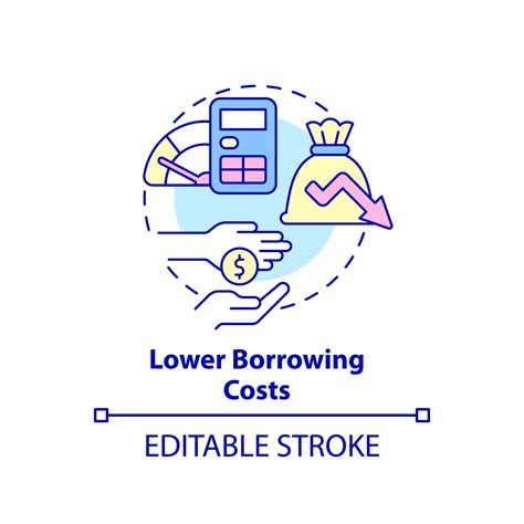 Lower Borrowing Costs Concept Icon Reduce Loan Costs Balanced Budget