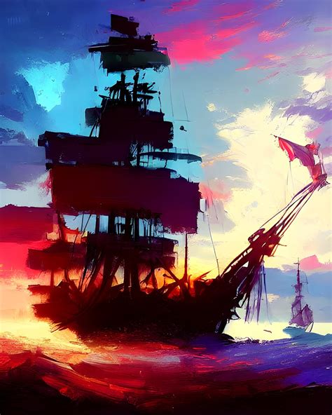 Colorful Pirate Ship Digital Wall Art Instant Download - Etsy