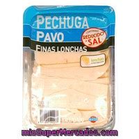 Fiambre Pechuga Pavo Lonchas Finas Reducido En Sal Hacendado Paquete