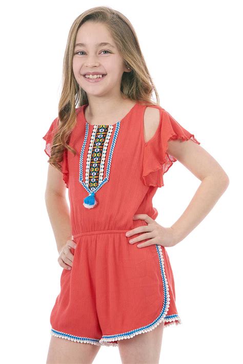 Hannah Banana Girls Cold Shoulder Boho Style Summer Romper Myhannahbanana