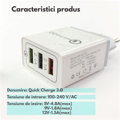 Incarcator Priza USB Multiplu 3 Porturi 2 1A Incarcare Rapida Quick