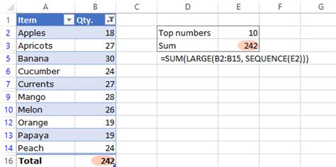 Excel How To Sum Largest Numbers In A Range