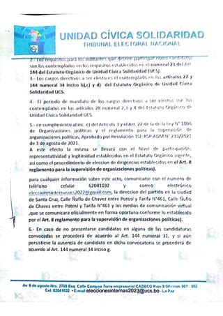 Convocatoria A Elecciones Internas Secretarias Departamentales