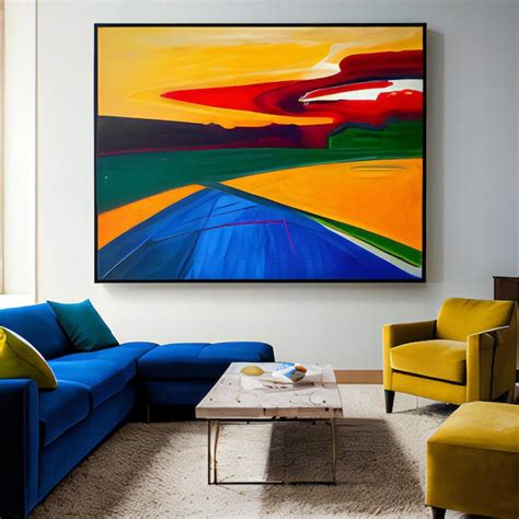 Premium AI Image | Interior of a modern living room with a painting on ...