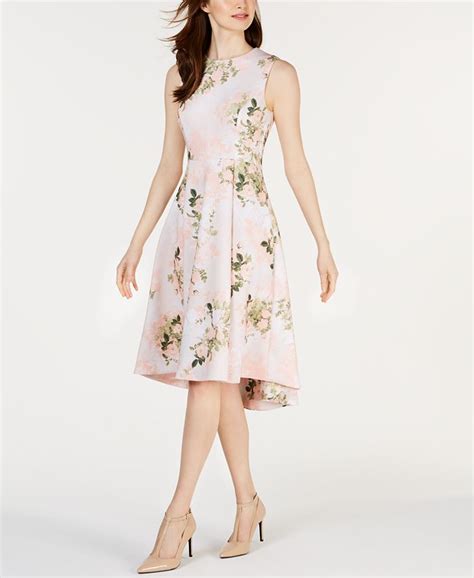 Calvin Klein Floral Print Fit And Flare Dress Macy S