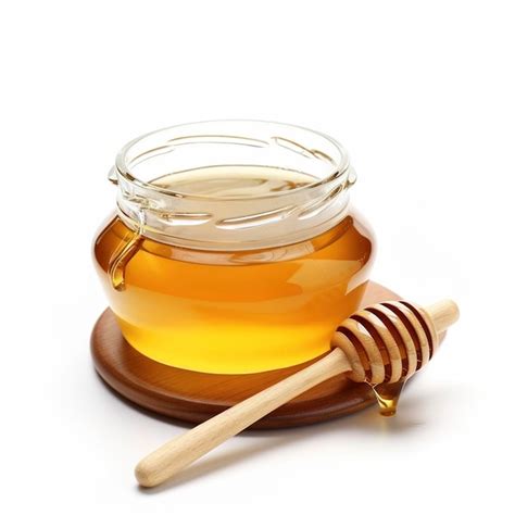 Honey Pot And Dipper Isolated On White Background Premium Ai Generated Image