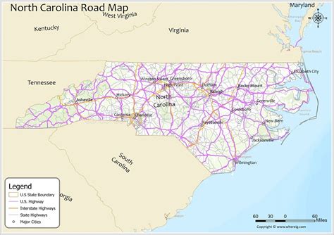 North Carolina Road Map - Check U.S. & Interstate Highways, State ...