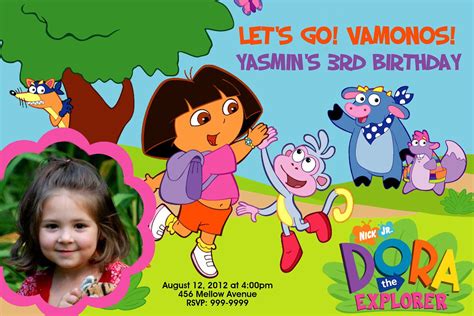 FREE Printable Dora the Explorer Birthday Party Invitations Design ...