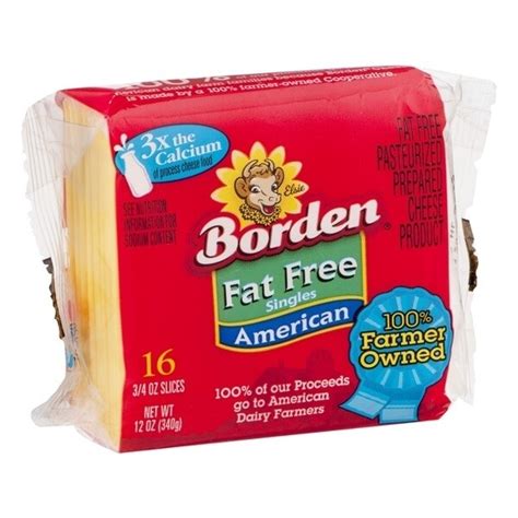 Borden Fat Free Singles American 16 Slices 3 Packs