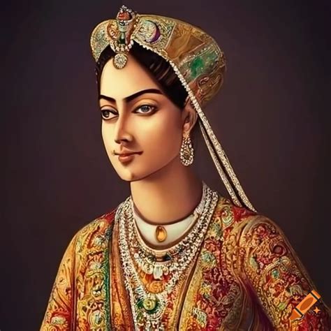 Intricately Detailed Portrait Of Historical Figure Razia Sultan In