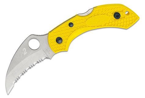 Spyderco Dragonfly 2 Hawkbill Salt Folding Knife 23 H2 Satin Serrated