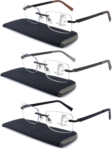 Feivsn Mens Progressive Multifocus Reading Glasses 3 Pack