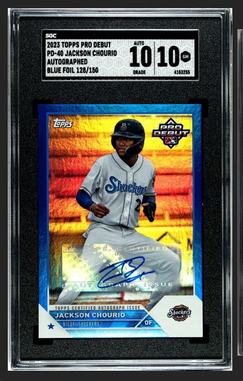 2023 Topps Pro Debut Jackson Chourio Blue Foil Auto Sgc 10 Graded 150