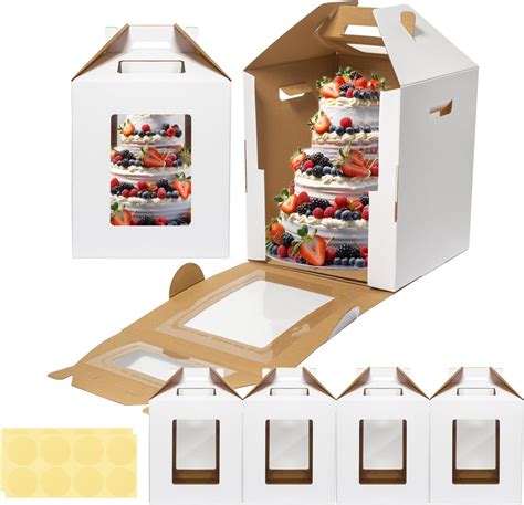 Amazon LEKAOTSH 2 Pack Tall Cake Boxes With Window Large Tiered