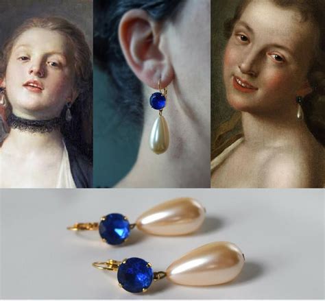 18th Century Blue And Pearl Earrings Paste Glass Earrings Rococo