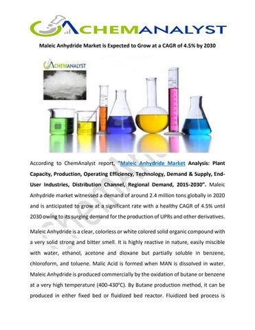 Maleic Anhydride Market Size Share Global Industry Analysis And