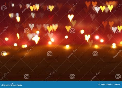 Valentines Day Romantic Glitter Bokeh Background With Many Hearts