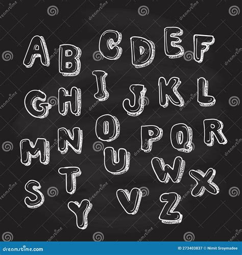 Alphabet Hand Drawn Letters Blackboard Design Illustration Stock