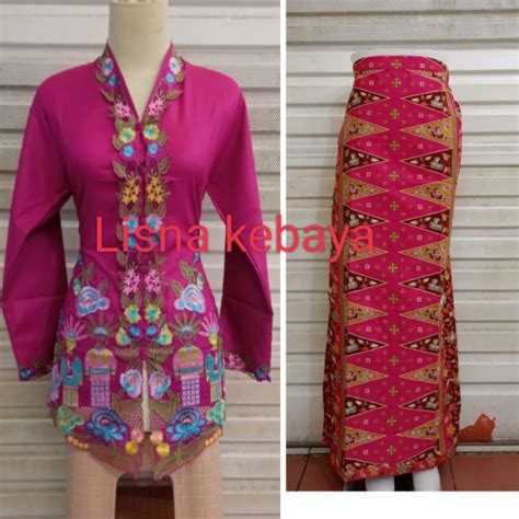 Jual Lk Setelan Kebaya Encim Motif Ondel Lengan Panjang Shopee Indonesia