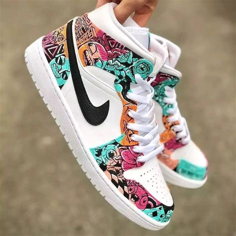 Custom Air Jordan 1 Graffiti Black White Lilaccustom