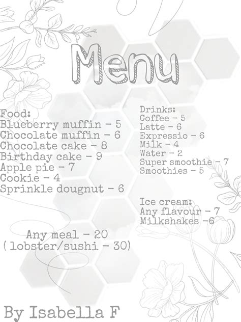 Bloxburg Menu Roblox Bloxburg Cafe Menu Bloxburg Food Menu 2018 These Pictures Of This Page