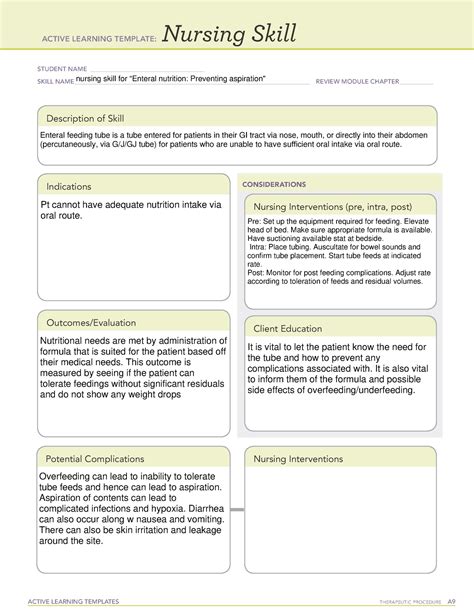 ALT Enteral Nutrition Preventing Aspiration ACTIVE LEARNING TEMPLATES