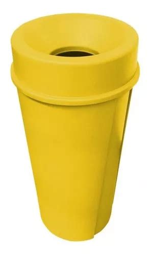 Bote De Basura Redondo 80l Con Tapa Embudo Color Amarillo MercadoLibre