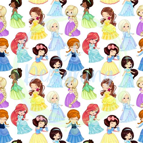 Princess Fabricprincess Seamless Patterndigital Etsy