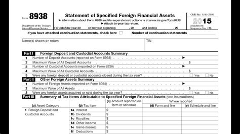 Form 8938 Statement Of Specified Foreign Financial Assets Youtube